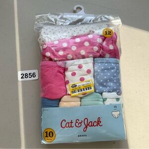 Cat & Jack Briefs Panties Girls Size 12 Underpants 9 Pack Cotton New